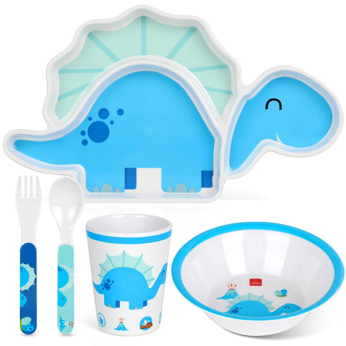 Lehoo Castle Toddler Plates and Bowls Set, Kids Dinnerware Set Includes Plate, Bowls, Toddler Utensils, Cup, Toddler Forks and Spoons, BPA Free, D...