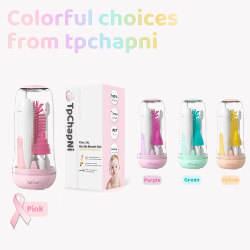 Electric Travel Baby Bottle Brush Set, Electric Bottle Brush Cleaner, Silicone Bottle, Nipple and Straw Brush, Stirring Disperser, Drainage Rack, ...