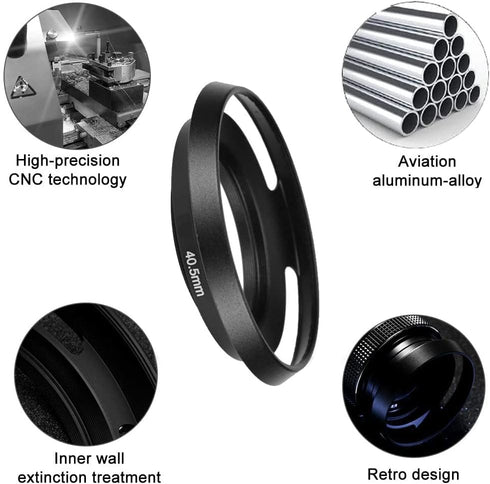 40.5mm Metal Lens Hood & Lens Cap Compatible for Sony A6600 A6400 kit E-Mount 16-50mm Lens, for Nikkor 10-30mm Lens (1+1 Pack)...