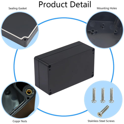 Project Box IP65 Waterproof Junction Box ABS Plastic Black Electrical Boxes DIY Electronic Project Case Power Enclosure 6.22x3.54x2.36 inch (158 x...