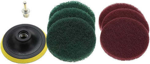 Drill Brush Power Scouring Pads, 4in 100mm Drill Power Brush Tile Scrubber Scouring Pads Cleaning Kit, Drill Attachment Cleaner Tool with Shaft...