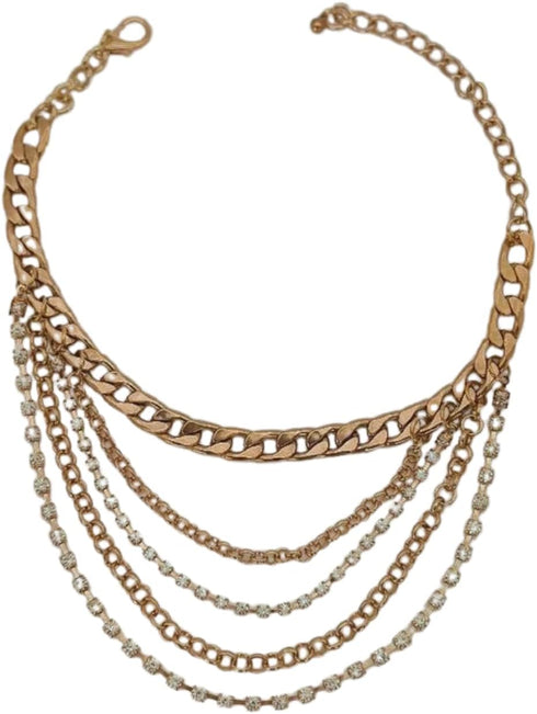 Women Western Fashion Anklet Boot Chain Bracelet Gold Metal Shoe Back Side Wave Multi Strand Charm...