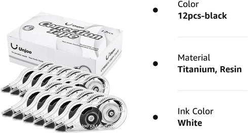 Whiteout Correction Tape, Easy To Use Applicator for Instant Corrections Correct Wrong Writing At Any Time, For school, Office (12pack, 5M/196" x ...