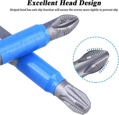 Mesee 12 Pieces 50mm Magnetic Cross Screwdriver Bit Set, 1/4" Hex Shank Anti-Slip Phillips Screwdriver Bits Woodworking Electric Hand Drill Tool A...