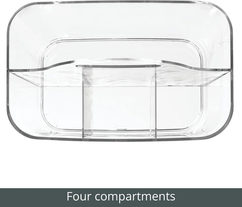 mDesign Plastic Cutlery Storage Organizer Caddy Bin Tote with Handle - Kitchen Cabinet Divided Pantry Basket for Forks, Knives, Spoons, Napkins, I...