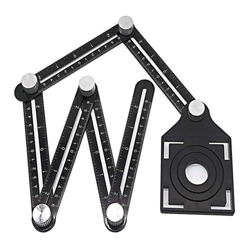 Six-Sided Aluminum Alloy Angle Measuring Tool, Angle Ruler Template Template Tool Full Metal Measuring Rules Layout Tool for Handymen Builders DIY...