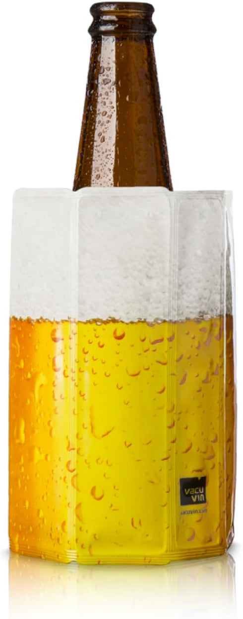 Vacu Vin Beer Cooler Sleeve – Flexible Bottle Chiller – Active Cooling Reusable Ice Sleeve – Fits Standard Beer Bottles – Portable Drink Cooler fo...