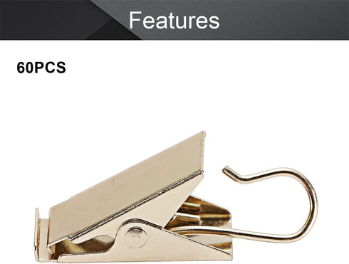 MroMax 60PCS Curtain Clip Hook Set Clips for Curtain Photos Home Decoration Art Craft Display Light Gold...
