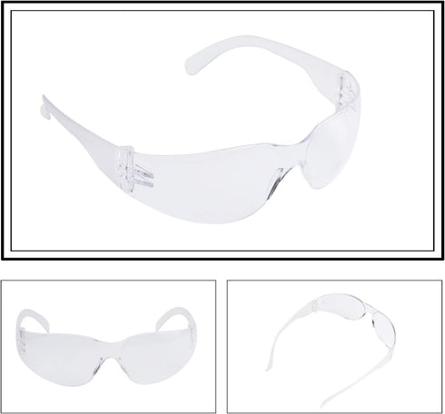 ROAR Men's Flexible Safety Glasses, Clear, 12 Pairs Per Box, ANSI Z87+ Certified, UV Protection, Comfortable, Durable, Impact Resistant...