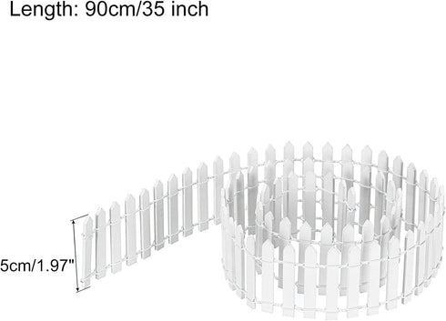 MECCANIXITY Miniature Garden Fence, 35 Inch Long Wood Ornament Wooden Decorative Picket Fence for DIY Crafts Project, White Pack of 2...