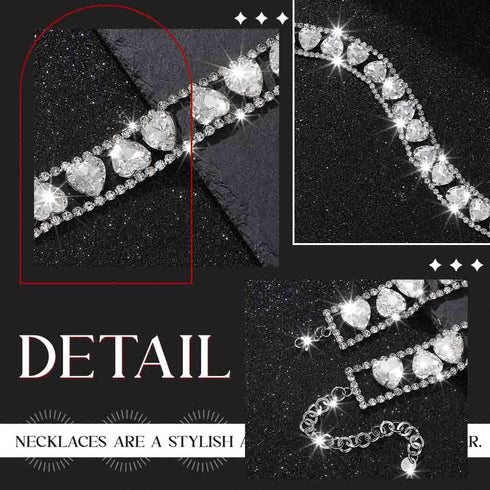 Zoestar Rhinestone Choker Necklace Jewelry Silver Sparkly Crystal Heart Neck Chain for Women...