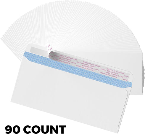 #6 3/4 Envelopes, Security Tinted Self Seal Envelopes for Privacy & Business, 90 Pack Small Envelope Letter Size 3-5/8 X 6-1/2 Inches, Peel and Se...