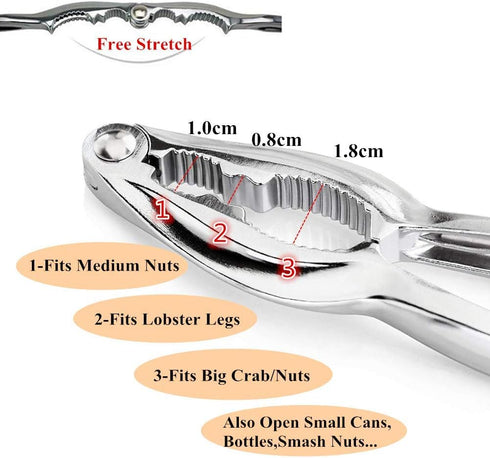 3Pcs Crab Crackers Seafood Tools Stainless Steel Nut Cracker Set for Shellfish, Crab Shells and Nuts Cracking with Storage Bag...