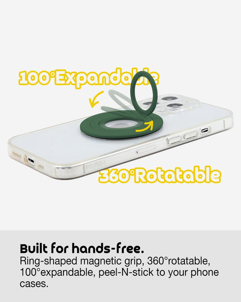 Magnetic Phone Grip for Magsafe Charging,Strong Adhesive Finger Phone Ring Holder Compatible Wireless Charging (Green)......