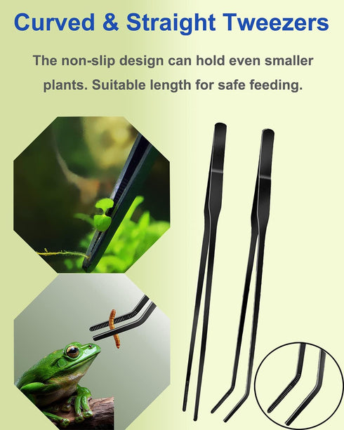 4Pcs Aquascaping Tools Kit, Long Stainless Steel Aquarium Plant Tools with Black Anti-rust Coating, Aquarium Tweezers, Scissors, and Scrapers for ...