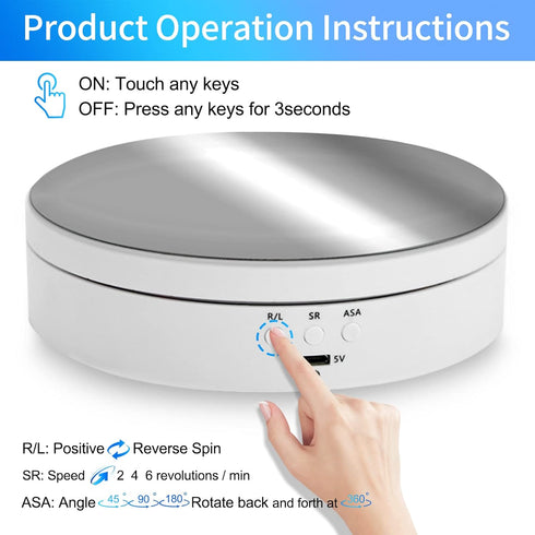 Foleto Rotating Display Stand, 360 Degree Motorized Turntable Display Stand for Photography Products and Shows, with USB Power Cable, Max Load 6.6...