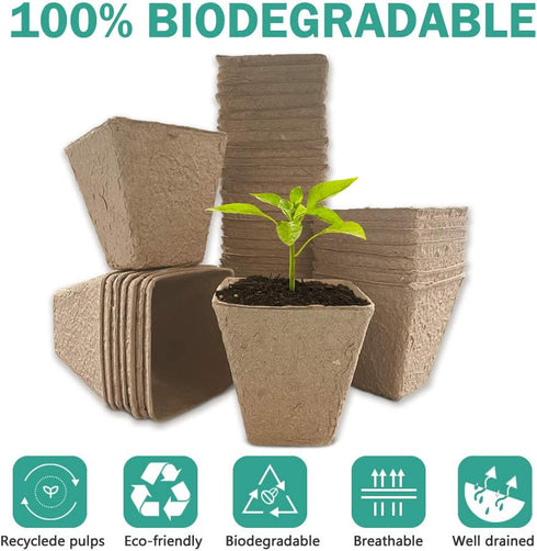 JOYSEUS 3.25" Seed Starter Pots, Organic Planting Peat Pots for Indoor Garden Seedling, 30 Pcs 100% Eco-Friendly and Biodegradable for Seed Germin...