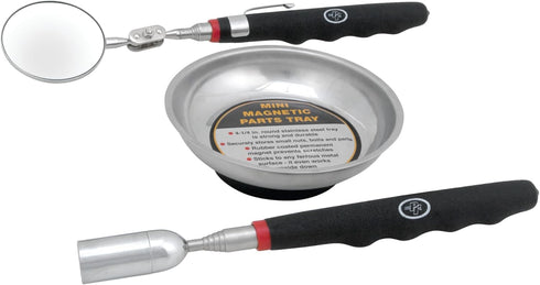 Performance Tool W1932 3-Piece Inspection Tool Set, Black, LED Lighted Magnetic Pickup, Cushion Grip Handle, Retrieves Small Objects from Confined...