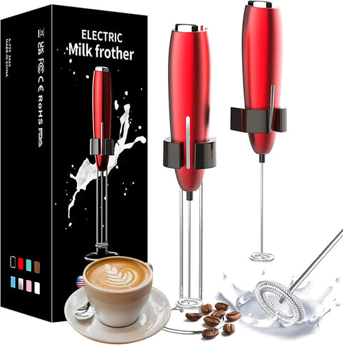 Milk Frother Handheld, Kitchen Powerful Electric Foam Maker with Stand, Battery Powered Foamer Blender Drink Mixer for Coffee Latte Cappuccino Hot...