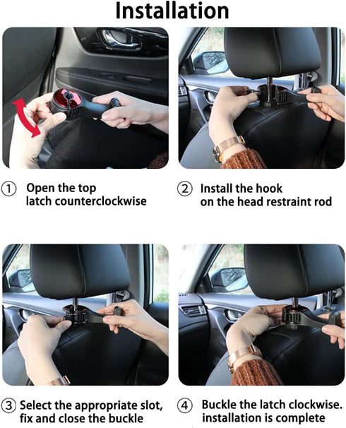 2 Pack 360° Rotation Car Headrest Hook with Phone Holder, Backseat Car Organizer, 2 in 1 Car Vehicle Back Seat Headrest Mobile Phone Holder Hanger...