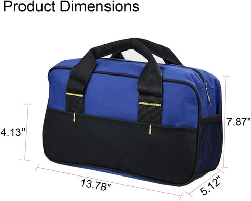 14-Inch Tool Bag, Large Capacity Wide Mouth Tool Bag for Men, Portable Zippered Handbag, Heavy Duty Waterproof Tool Tote Storage Bag for Electrici...