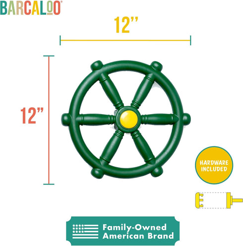 Barcaloo Playground Kids Steering Wheel Toy - Outdoor Playhouse Toys Plastic Pirate Ship Wheel for Jungle Gym or Swing Set Accessories...