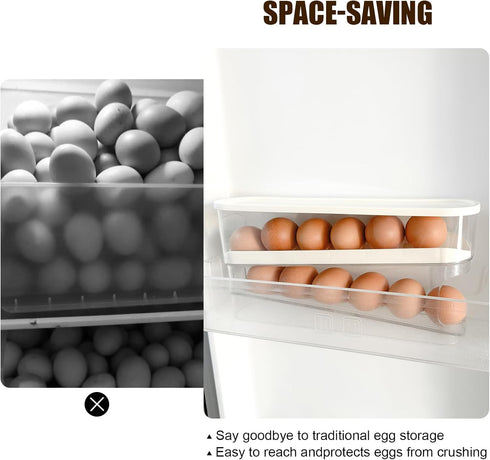 Automatic Rolling Dispenser for Refrigerator,12-Count Double Layer Rolling Egg Holder,Space Saving Eggs Organizer Tray for Refrigerator Countertop...