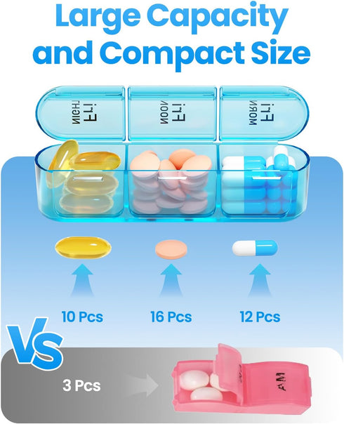 ASprink Pill Organizer 3 Times a Day - Medicine Pill Organizer - Weekly Pill case - Daily Pill Box 7 Day Organizer Container for Vitamins and Medi...