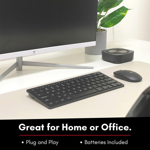 Macally Small Wireless Keyboard and Mouse Combo for PC - an Essential Work Duo - 2.4G - 78 Compact Key Cordless Mouse and Keyboard Combo with Mini...