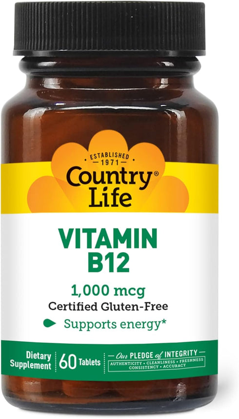 Country Life Vitamin B-12, 1000 mcg, 60 Tablets...