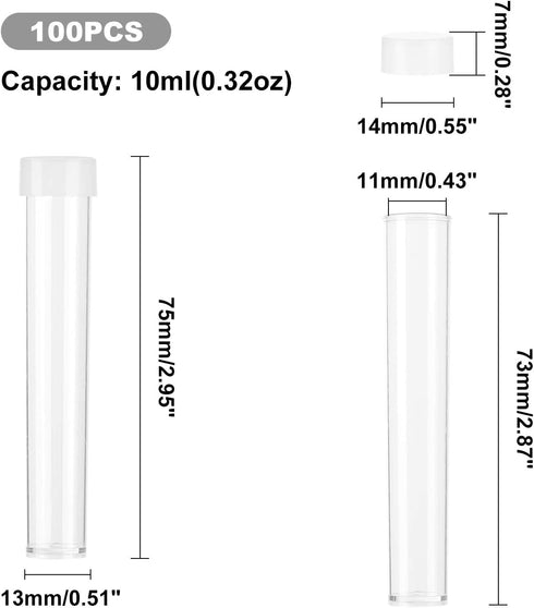 PH PandaHall 100pcs Clear Plastic Tube Bead Containers, Transparent Plastic Small Empty Storage Tubes Bead Container Set Organizers Boxes with Lid...
