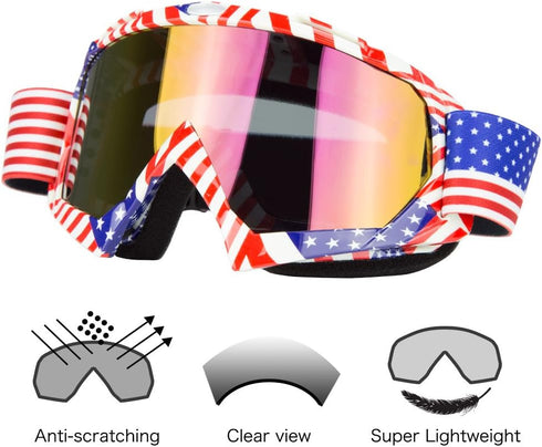 JAMIEWIN Motocross Motorcycle Goggles Riding Glasses Dirt Bike ATV Downhill goggles Mx Goggle Glasses for Youth Kids Men Women(C61)...