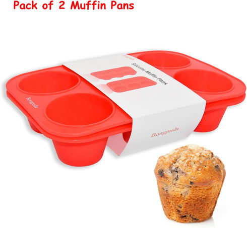 Silicone Large Muffin Pan 2 Pack,6 Cup Large Silicone Cupcake Pan,Non-Stick Jumbo Muffin Pans,Food Grade Cupcake Molds,Perfect for Egg Muffin,Big ...
