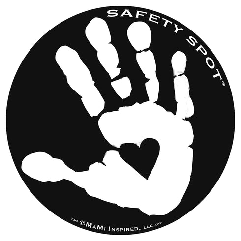 Magnet - Kids Handprint for Car Parking Lot Safety - Black Background (White)...