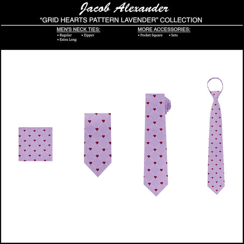 Jacob Alexander Men's Happy Valentine's Day Grid Hearts Pattern Pocket Square...
