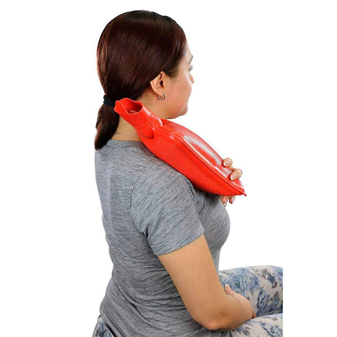 Classic Red Rubber Hot Water Bottle, Hot Compress, Pain Relief from Headaches, Cramps, Arthritis, Back Pain, Sore Muscles, Injuries - 2 Quart Capa...