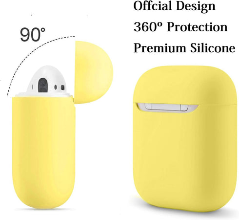 Full Protective Silicone Case Compatible with Airpods 1 and 2 No Keychain Cover Accessories Front LED Visible Supports Wireless Charging (Yellow)...