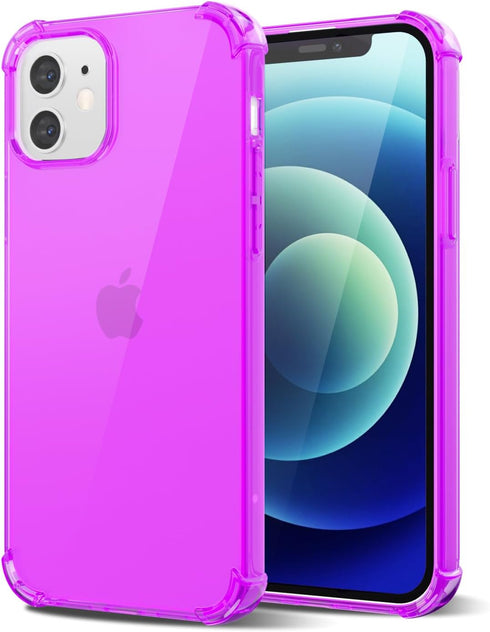 for iPhone 12 Mini Case Clear, Neon Bright Vibrant Color, Transparent Jelly Protective Silicone Phone Case Design for Women Girly Cute, Thin Slim ...