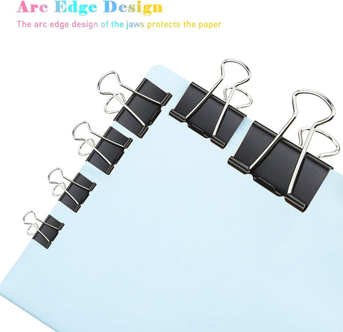 Small Binder Clips, 96 Pack, 3/4 Inch, 0.75 Inch, Standard 19mm, Black, Small Binder Paper Clips, Fold Clamp, Binder Clips Small Size, Small Paper...