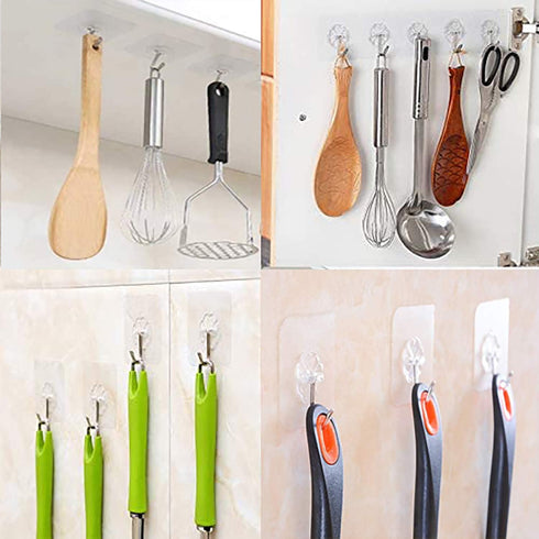 Adhesive Wall Hooks Bathroom Kitchen 24 Packs Heavy Duty 22lb(Max) Nail Free Sticky Hangers with Stainless Hooks Utility Towel Bath Ceiling Hook...
