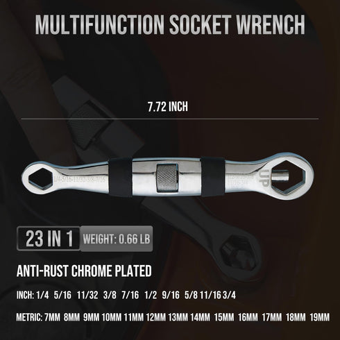 Lichamp Universal Wrench EDC Pocket Wrench Multi 23 Sizes from 1/4 to 3/4 inch and 7mm to 19mm...