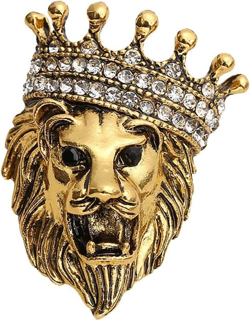 Retro Lapel Pin Brooch for Men,Rhinestone Tiger Head Brooch Pins. Animal Lapel Pins Lion Wolf Head Collar Brooch Safety Pin Men Suit Accessory...