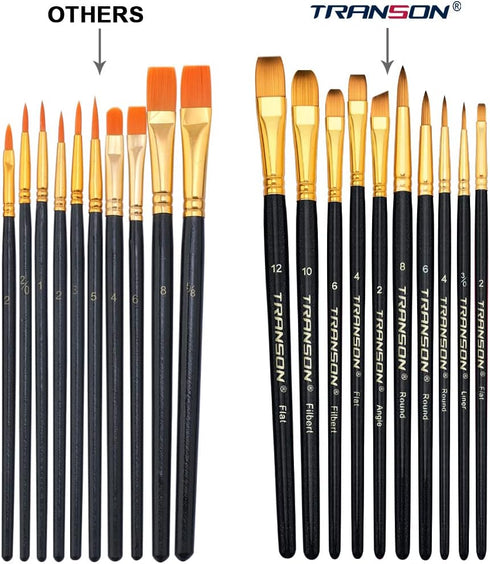 Transon 20pcs Artist Painting Brush Set for Acrylic Watercolor Gouache Hobby Craft Face Rock Painting Black and White Color...