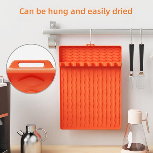 Silicone Griddle Tools Mat for Blackstone, Large Silicone Spatula Mat with Drip Pad, Grill BBQ Caddy Utensils Holder for Kitchen, Cooking & Counte...