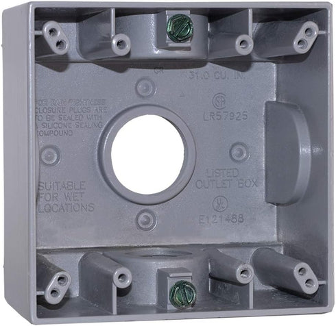 Sigma Engineered Solutions, Gray Sigma Electric 14357 1-Inch 3 Hole 2-Gang Box...