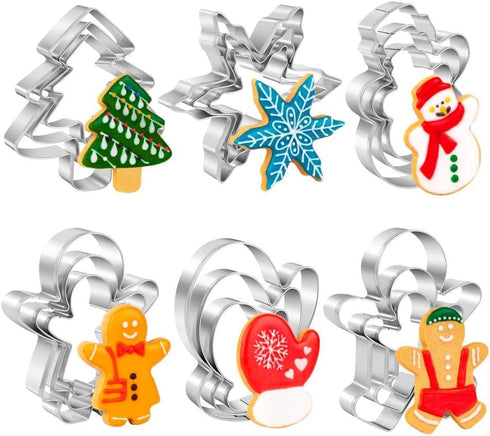Christmas Cookie Cutter Set,18 Piece Stainless Steel Winter Christmas Cookie Cutters Shapes for Baking - Christmas Tree,Snowflake,Snowman,Gingerbr...