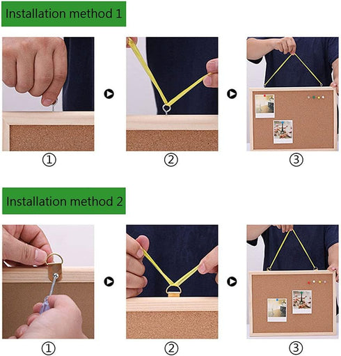 Cork Board 7.9" x 11.8" Wooden Framed Bulletion Board Decorative Hanging Message Board for Home School Office...