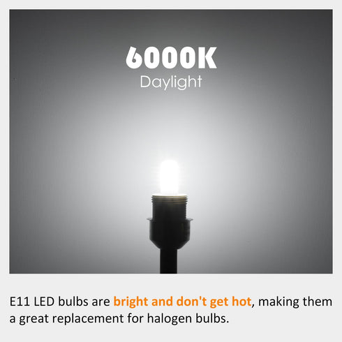 E11 LED Bulb Dimmable, 50W Equivalent, Daylight 6000K, T4 Mini Candelabra LED Bulb, E11 Base, 5W 580 Lumen, 5-Pack...