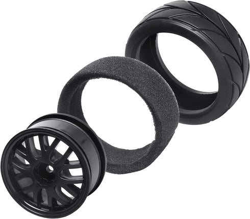 12mm Hex 1/10 On Road Wheels and Tires Soft With Foam Inserts for RC Touring Car Traxxas 4tec 2.0 Tamiya TT02 TT01 Drift, Set of 4...