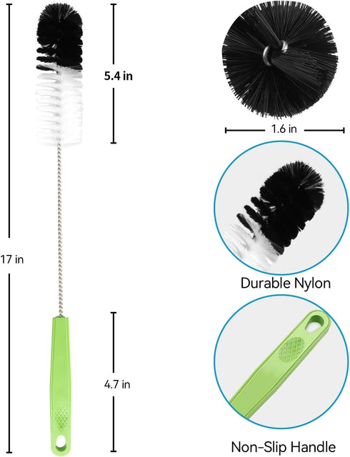 CUMFYHOUS-Set of 12 Tube Pipe Cleaners Brush Kit,Bottle Cleaning Brush,Bowl Cleaner,Long Straw Brush,17-inch Long Handle Brush,8.2-inch Different ...